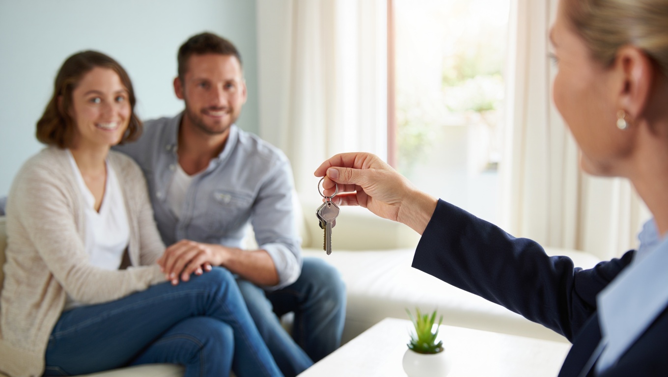 Real estate agent creating an emotional connection during a home closing.